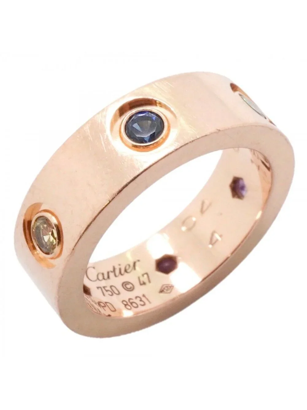 Cartier Ring Love 18k Pink Gold Multi Stone Multicolor